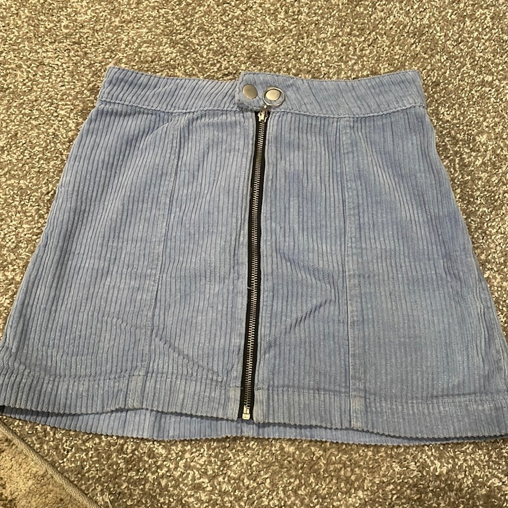 Blue Suede High Waisted Skirt